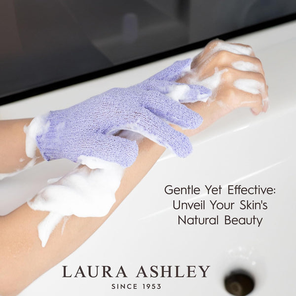 Laura Ashley Exfoliating Gloves Body Scrubber 8Pcs, 4 Pairs Women'S Exfoliating Body Scrubber for Bath and Shower