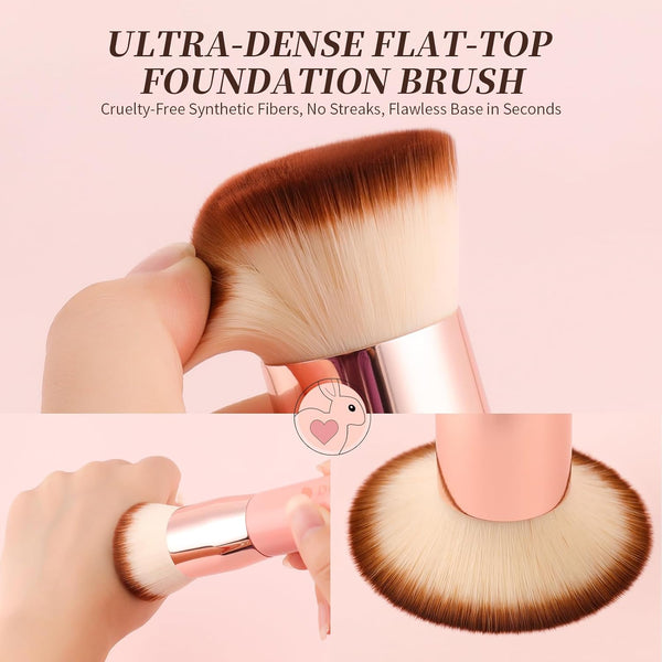 Ducare Self Tanner Brush Kabuki Foundation Brush for Liquid Makeup Flat Top Professional Stick Buffing Blending Mineral Powder Large Makeup Face
