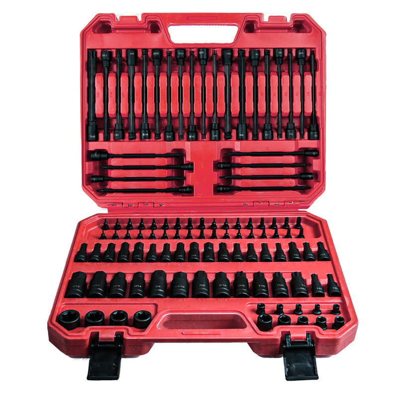 AMM 107PCS Allen and Torx Bit Socket Set, 1/4", 3/8" and 1/2" Drive,Extra Long Torx/Tamper Proof Torx/Hex/Ball End Hex,Sae/Metric Socket Set, S2