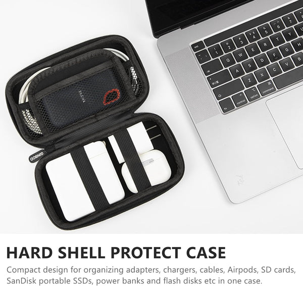 Ginsco Hard Shell Protection Case Electronic Accessories Organizer Pouch for MacBook Air/pro Adapter Chargers Cables Power Bank, for Sandisk