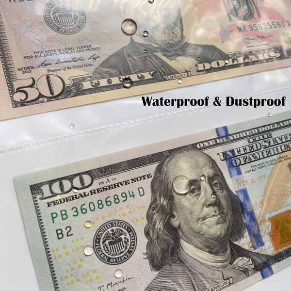 Currency Sleeves,50Pcs Page Protectors for 3 Ring Binder, 3-Pocket Banknote Sleeves, 8.5 X 11, Dollar Bill Holder for Collectors, Paper Sleeves