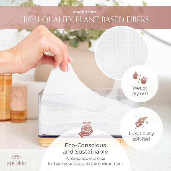 50 Disposable Face Towels Plant-Based Makeup Remover Wipes for Sensitive Skin - XL Ultra Soft Single-Use Dry Facial Towellettes for Daily Skincare