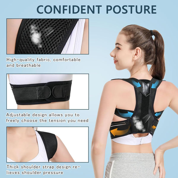 Back Brace Posture Corrector, Adjustable Posture Back Brace, Men/Women Back Posture Corrector, Upper and Lower Back Pain Relief - Scoliosis,