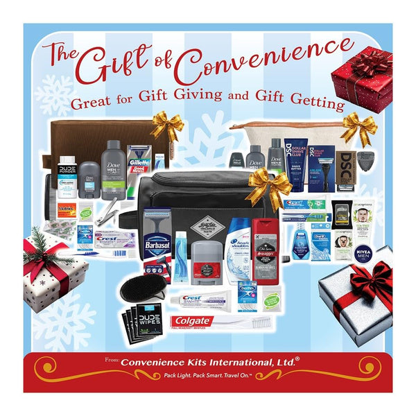 Convenience Kits International MenâS Premium 20-Piece Kit with Travel Size TSA Compliant Essentials, Featuring: Dove Men & Care Products in Brown