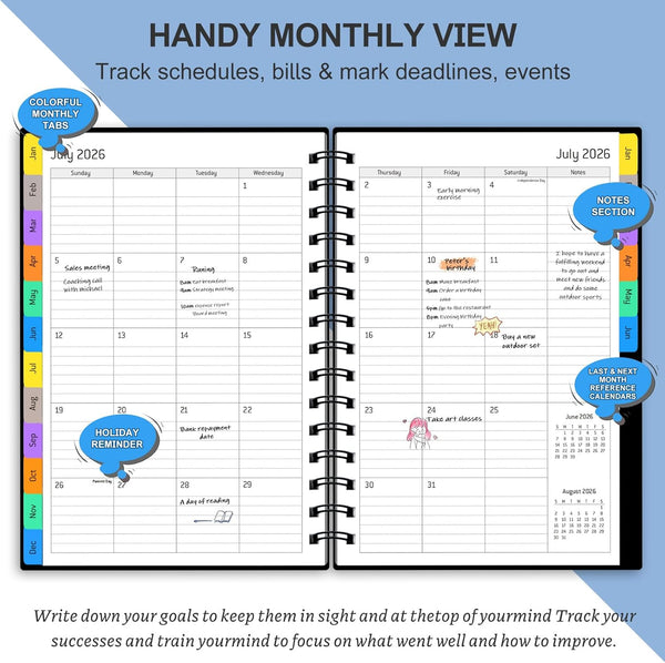 Daily Planner 2025-2026, Monthly Weekly Daily Planner 2025-2026, 18 Month with Tabs, July 2025 - December 2026 Time Management Manual, 100GSM