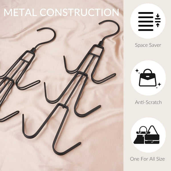 ZEDODIER Purse Hanger Organizer for Closet, 4 Pack Hanging Bag Holder, Keeping Purses Visible and in Good Condition, Metal Handbag Storage Hook