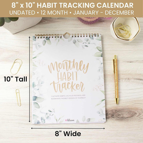 Bloom Daily Planners Hanging Habit Tracking Calendar â Undated 12 Month Inspirational Habit Tracker for Daily, Weekly & Monthly Goals (8â X 10â)