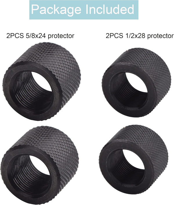 Jingzan 4 Pack 1/2 X 28 & 5/8 X 24 Thread Protector Steel for .22LR .223 5.56 & .308 LR308