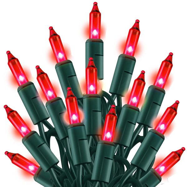 TW SHINE Red Christmas Lights, 20FT 100 Count Incandescent Christmas Mini Tree String Lights, Waterproof Christmas Decorations for Outdoor Indoor