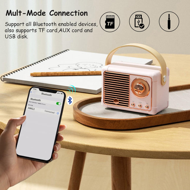 Retro Bluetooth Speaker, Portable Wireless Speaker with Crystal Clear Stereo Sound Rich Bass, Best Birthday Gifts Ideas 