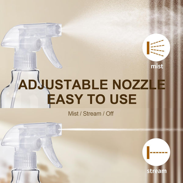 Plastic Spray Bottles, 2-Pack, 16.9 Oz, Mist & Stream, Heavy Duty Spraying, Empty Water Spray Bottle for Cleaning Solutions, Essential Oils, Hair,