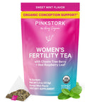 Pink Stork Organic Fertility Tea - Supports Conception for Her & Hormone Balance with Chaste Tree Berry (Vitex), Mint, and Red Raspberry Leaf -