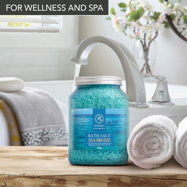 Bath Sea Salt 46 Oz - Sea Breeze Salt - Natural Bath Sea Salts - Best for Good Sleep - Relaxing - Calming - Body Care - Beauty - Aromatherapy 46