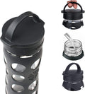 Lifefactory 22-Ounce Bpa-Free Glass Water Bottle with Classic Cap and Protective Silicone Sleeve, Onyx