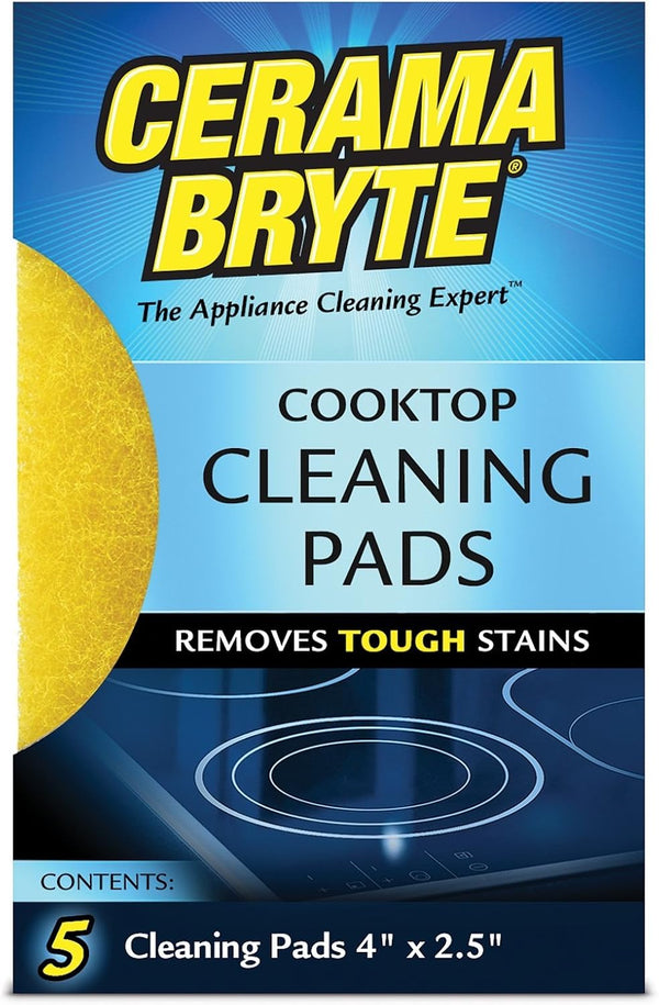 Cerama Bryte 10 X 5 Pack Cleaning Pads Cooktop and Stove Top Cleaner for Glass - Ceramic Surfaces, 50 Count