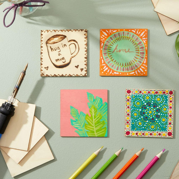 60 Pack Unfinished Wood Pieces 3X3 Inch - Blank Wooden Squares for Crafts, Cutout Tiles for DIY Coasters, Painting, Engraving, and Wood Crafts