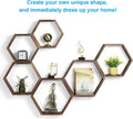 Hexagon Floating Shelves Set of 6 Farmhouse Honeycomb Wall Storage Shelf Wood Display Hexagonal Shelves Wall Mounted Hanging Rustic Shelf Racks