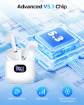 Wireless Earbuds Bluetooth 5.3 Headphones, 40Hrs Playback Stereo Ear Buds with LED Display Charging Case IPX7 Waterproof In-Ear Earphones with Mic