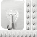 DGYB 20 Pcs Silver Adhesive Hooks for Hanging 22Lb Self Adhesive Wall Hooks Heavy Duty Waterproof Sticky Hook for Shower Home Bathroom Kitchen Office