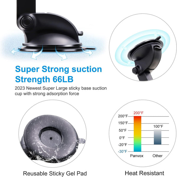 Magnetic Phone Car Mount, Universal Dashboard Windshield Car Phone Mount Holder with Upgraded 3.2" Suction Cup,8 Strong Magnets Compatible with
