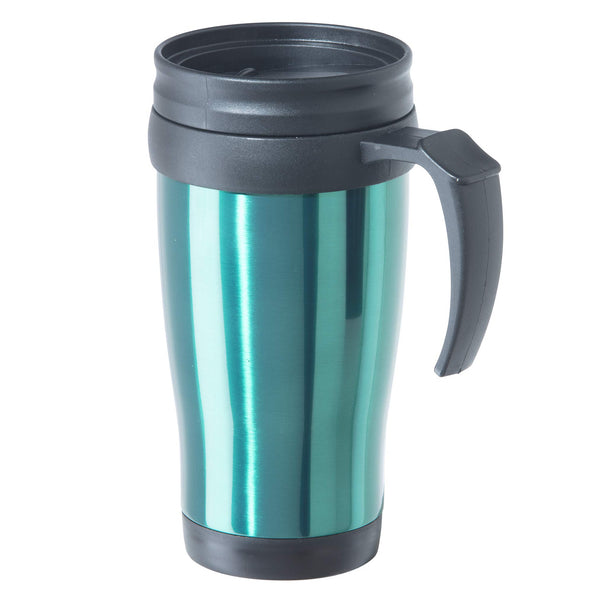 Oggi Commuter Travel Mug 14Oz - Insulated Coffee Mug, Thermal Stainless Steel with Easy Grip Tumbler Handle - Peacock