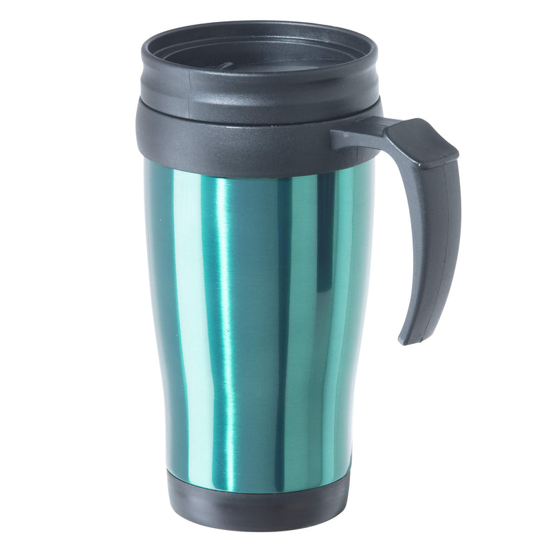 Oggi Commuter Travel Mug 14Oz - Insulated Coffee Mug, Thermal Stainless Steel with Easy Grip Tumbler Handle - Peacock