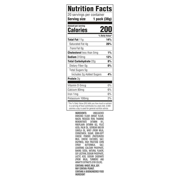 RITZ Cheese Sandwich Crackers, Lunch Snacks, 20 Snack Packs (6 Crackers per Pack)