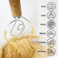 Zulay Kitchen 13 Inch Danish Dough Whisk - Large Wooden Danish Whisk for Dough with Stainless Steel Ring - Traditional Dutch Whisk Baking Tool for