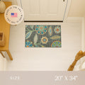 Maples Rugs Reggie Floral Kitchen Rug - Made in USA - Washable, Non Slip Indoor Carpet for Entryway, Foyer, Kitchen, and Bathroom, 1'8 X 2'10,
