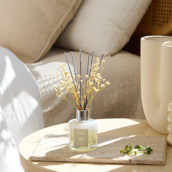 Airkeep Reed Diffuser Set,3.38 Fl Oz (100 Ml) - Clean Linen Oil Diffusers with 8 Reed Sticks,Home Fragrance Reed Diffuser for Bathroom Shelf Decor