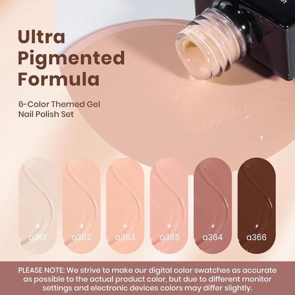 Beetles Gel Polish Nail Set 6 Colors Skin Tones Collection Nude Brown Gel Nail Polish Pink Neutral Soak off Uv Led Lamp Needed Manicure Diy Home