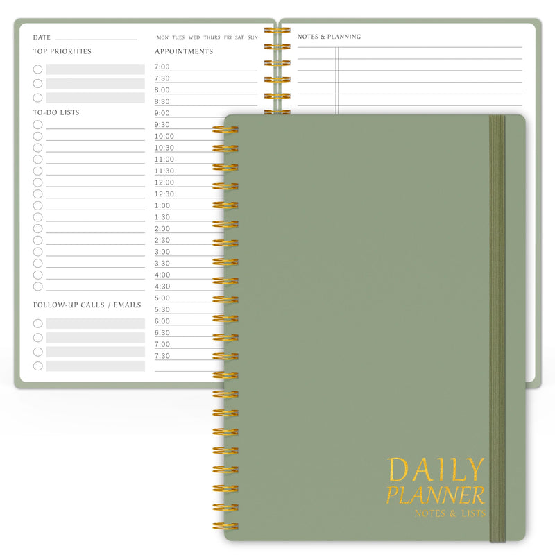 Daily Planner Undated - Simplified to Do List Notebook with Hourly Schedules, Spiral Appointment Organizer, 5.5" X 8.5", Easily Manage Your Tasks