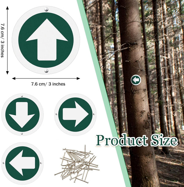 Amylove 24 Pieces Bright Reflective Trail Markers round Bin Marker with Reflective Tacks Aluminum Signs Thumb Tacks for Hunting Hiking Camping and