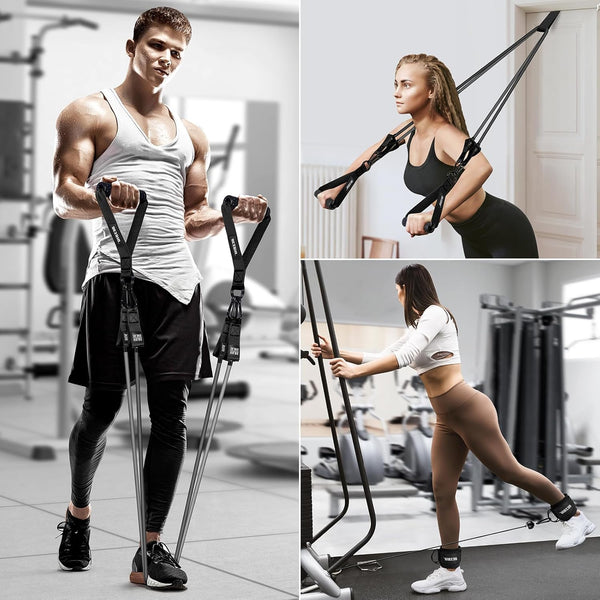 Heavy Exercise Bands Resistance Bands for Working Out, 300Lbs/360Lbs Fitness Workout Bands with Handles, Door Anchor, Leg Ankle Straps, Home Gym