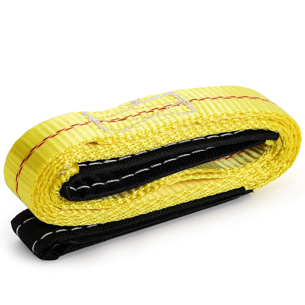 TOPZEA 4 Pack Lifting Sling Straps, 6'X 1" Durable Nylon Tow Straps Rigging Strap with 2 Wide Flat Eye Loops, Tree Saver Recovery Securing Strap