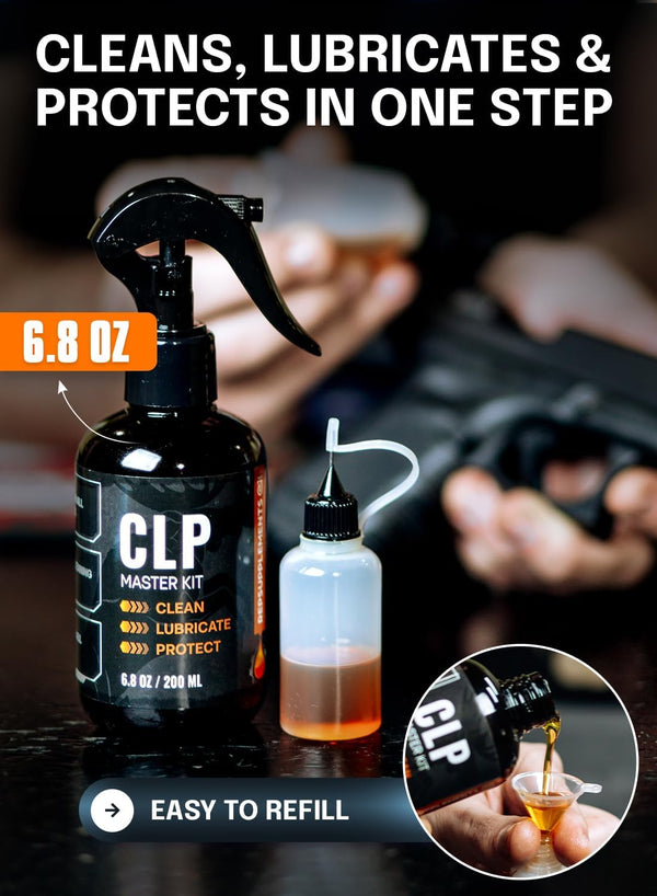 Clp Gun Cleaning Oil Kit 3-In-1 Cleans, Lubes, Protects - 6.8 Oz Sprayer Clp Gun Cleaner and Lubricant, Needle Oiler, Cleaning Patches, Cleaning