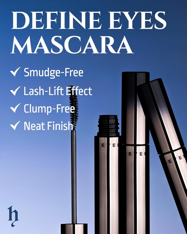 HEVVYMAKEUP Define Eyes Mascara Black Long & Lash - Lash Extension Lengthening, Defining - Feathery Soft, No Smudging, No Clumping - Korean Eye