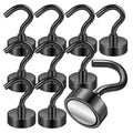 VNDUEEY 10 Pack Black Magnetic Hooks, 22Lbs Strong Magnet Hooks for Hanging, Magnetic Hook Heavy Duty, Fridge Magnets Neodymium with Hooks for