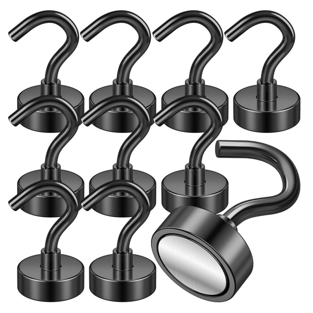 VNDUEEY 10 Pack Black Magnetic Hooks, 22Lbs Strong Magnet Hooks for Hanging, Magnetic Hook Heavy Duty, Fridge Magnets Ne