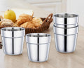 Teamfar Coffee Cup Espresso Cup Mug Set of 4, Double Wall Stainless Steel Tea Cups, Reusable & Stackable, Mirror Finish & Dishwasher Safe - 6 Ounce