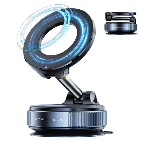 Vacuum Magnetic Phone Holder for Car,Suction Cup Phone Mount,Foldable Vacuum Magnetic Phones Stand,Magnet Car Mount for All Smartphones & All