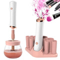 Senbowe Upgraded Makeup Brush Cleaner and Dryer Machine, Electric Cosmetic Automatic Brush Spinner with 8 Size Rubber Collars, Wash and Dry in