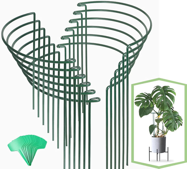 Joyhalo 12 Pack Plant Support Stakes, 16 Inch Plant Stakes for Outdoor Plants, Peony Cages and Supports, Peony Cage with 15 Pcs Twist Ties, Flower