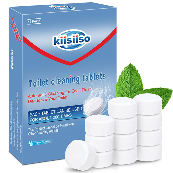KIISIISO Toilet Bowl Cleaners Tablets(12 Pack), Household Lime Rust Removers, Automatic Toilet Tank Cleaner, with Sustained Release Technology for