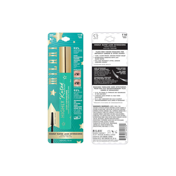 Milani Tubing Mascara, Highly Rated Lash Extensions Tubing Mascara Black for Added Length and Lift, Shea Butter to Nourish and Condition Lashes,