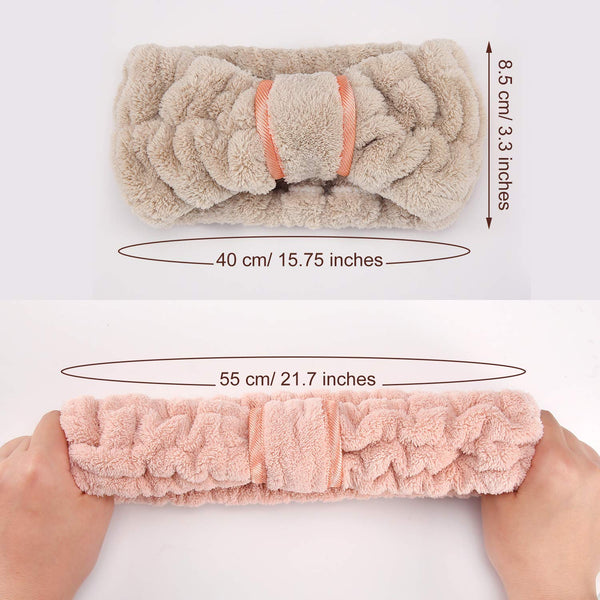 WILLBOND 4 Pack Microfiber Headbands Spa Facial Headbands Makeup Head Bands Elastic Terry Cloth Head Wrap for Women Girls Washing Face Makeup
