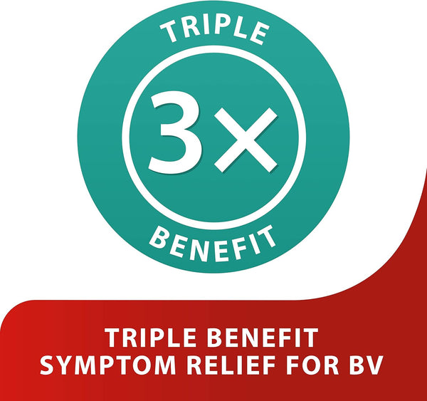 Relieves Odour & Discharge Associated with Bacterial Vaginosis, Triple Benefit, Can Starts to Work in Just 3 Days! from the Makers of Canesten.