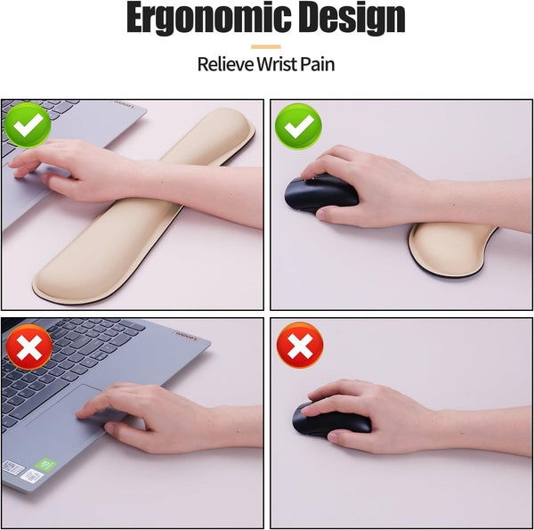 Bloss Leather Desk Pad and Keyboard Wrist Rest, Large Mouse Pad + Keyboard Pad+Mouse Wrist Support, Non-Slip Desk Mat Protector for Office,