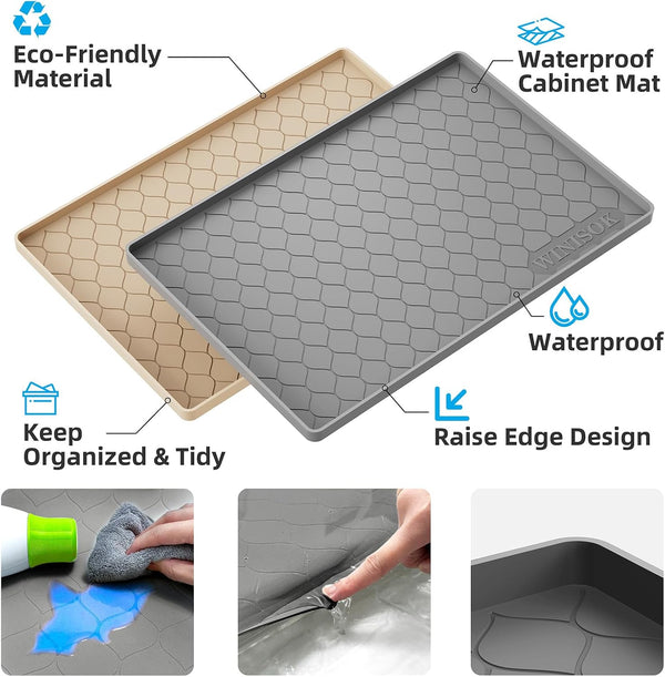 Silicone under Sink Mat 34" X 22", Kitchen Essentials and Gadgets, Shelf Liner and Cabinet Protector, Home Organizers and Storage, Waterproof