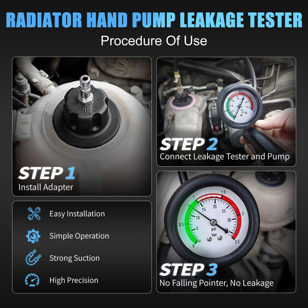 JIFETOR Radiator Pressure Leakage Tester Vacuum Cooling System Purge Coolant Refill Tool Kit 28PCS Universal Automotive Water Tank Leak Test